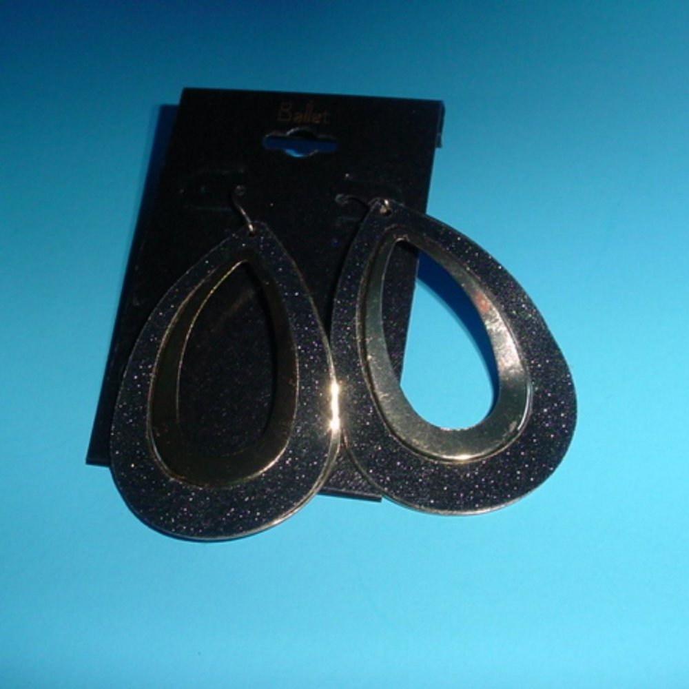 BALLET New Black Wavy Gold Tone Earrings